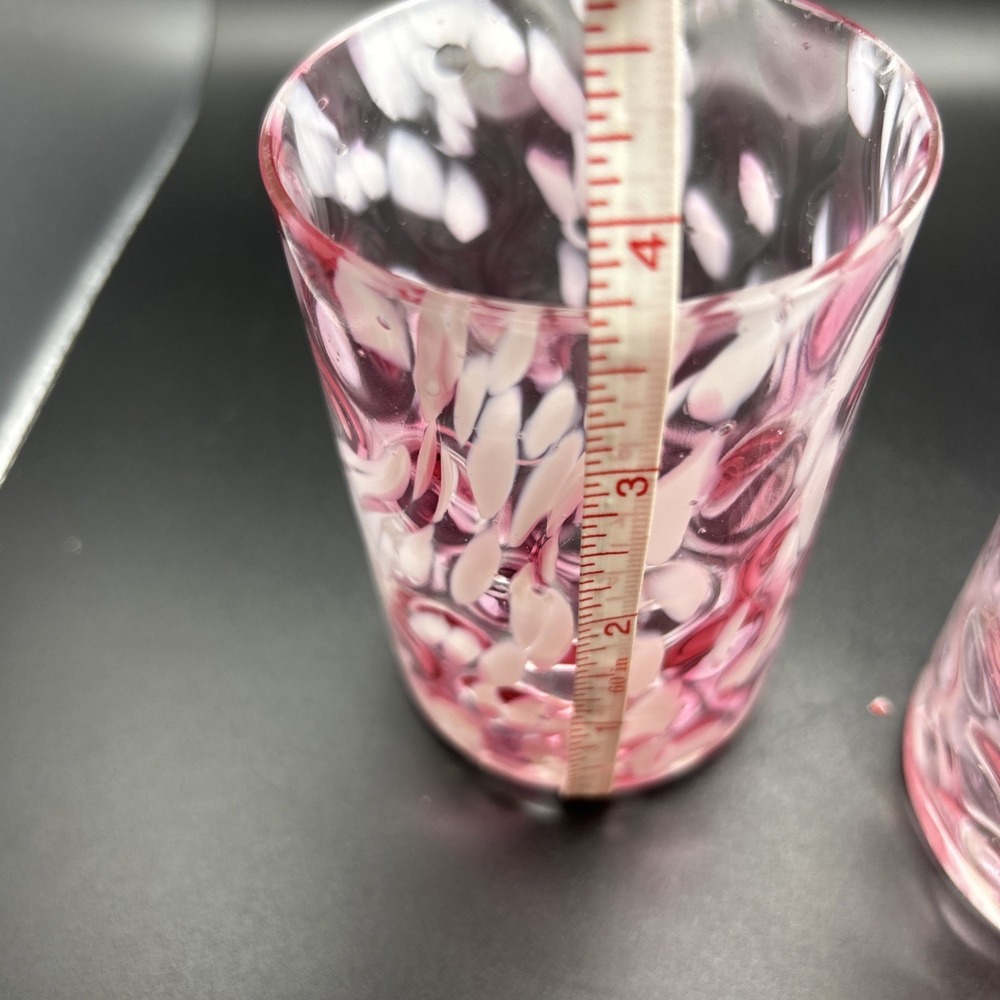 EAPG EARLY GLASS NORTHWOOD SPATTER AND COIN DOT TUMBLER Set Of 2. Pink and White - Picture 6 of 6